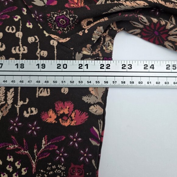 Christopher & Banks Puff Long Sleeve Scoop Neck Brown Multi Floral Print XL New - Picture 7 of 7